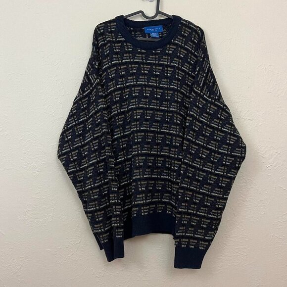 geometric patterned vintage 90s light weight knit sweater indie skate grunge - Picture 3 of 8